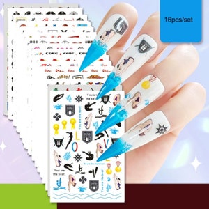 Sports Nail Art Stickers: Self-Adhesive 3D Decals