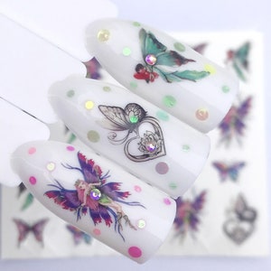 Butterfly Fairy Nail Art Water Decals: Spring Summer DIY Stickers
