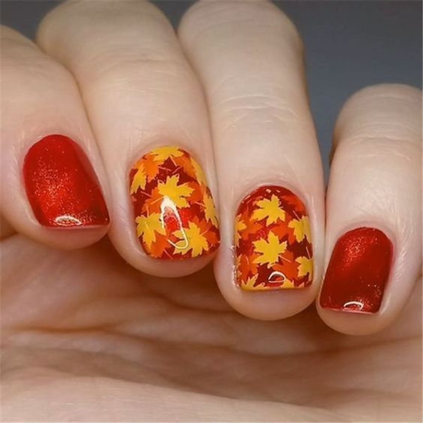 Pochoirs de feuilles d’érable pour les ongles, feuille d’automne, autocollants d’ongles d’automne, Nail Art, Nail Vinyl #NS007