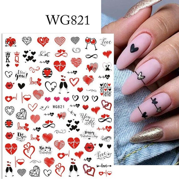 Nail Art Stickers Decals Transfers Valentine's Day Nail - Etsy
