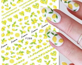 Yellow Lemon Tree Fruit Nail Sticker Self-Adhesive 3D Nail Art Stickers #288