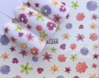 Floral Nail Art Water Decals: Spring Summer Flower Stickers