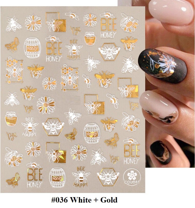 Gold Boho Stripe Arrow Theme nail sticker/ 1 Sheet 3D Nail Art