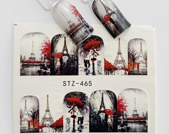 Nail Art Water Decals Stickers Transfers Summer Holidays Vacation Paris Eiffel Tower Nails Stickers Nail Art Nail Wraps (465)