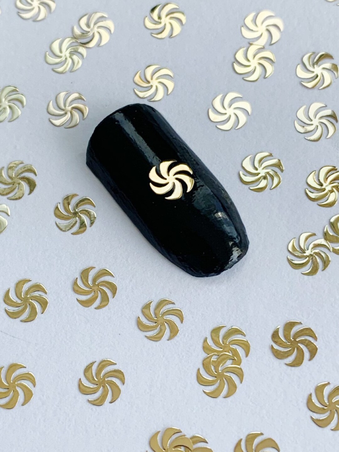 Gold Metal Floral Frames Nail Decals, Frame Nail Art Charms, Resin