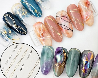 3D Wavy Stripe Nail Art Stickers: DIY Adhesive Decals