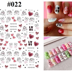 Dia dos Namorados Decorações de Nail Art Amor Coração Letras Design 3D Adesivo Autoadesivo #022