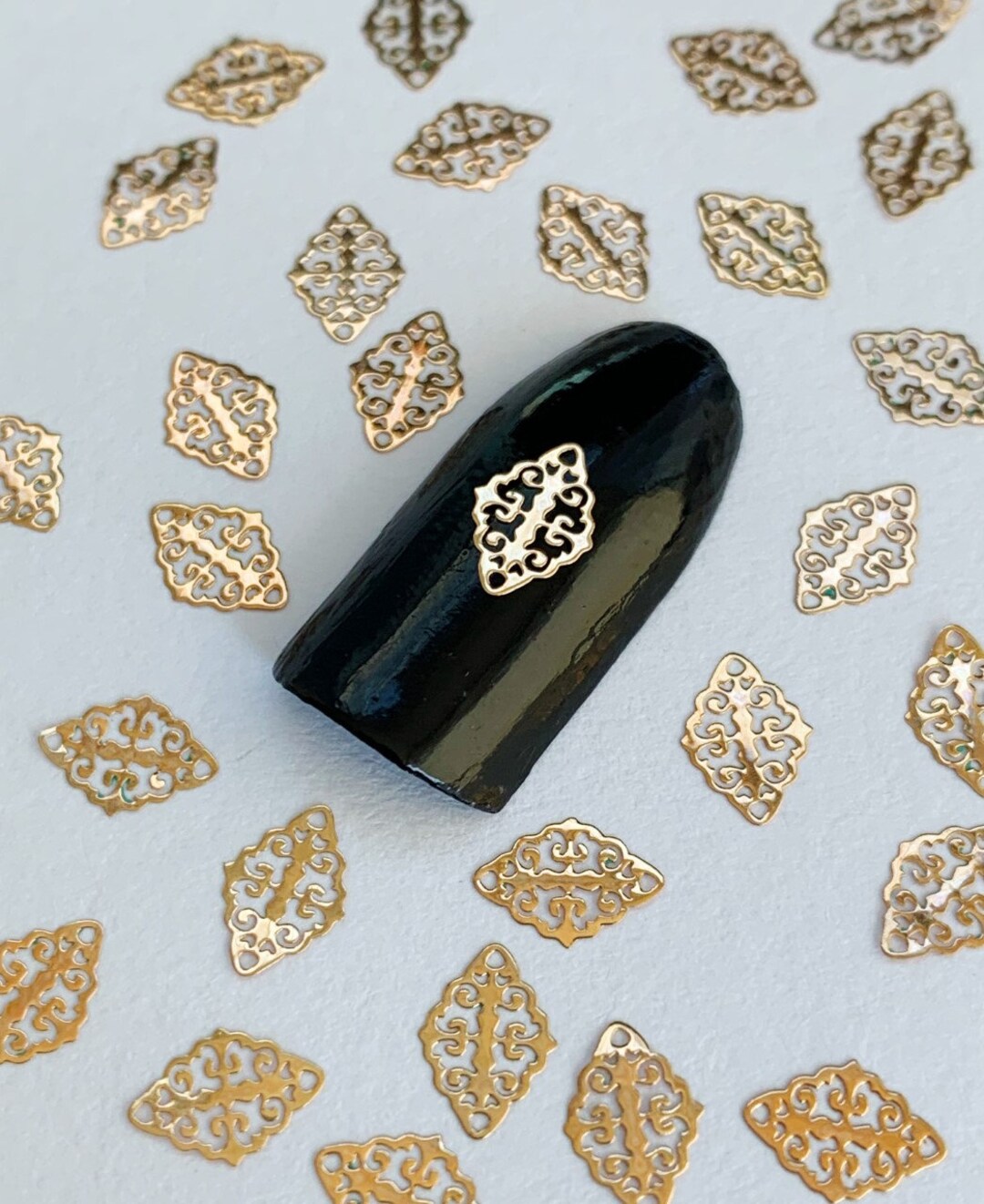 Gold Metal Floral Frames Nail Decals, Nail Art Charms, Resin Supplies