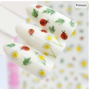 Self-Adhesive Nail Art Decals: Yellow Flower, Ladybug, Leaf Design (F443)