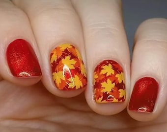 Maple Leaf Nail Stencils: Fall Autumn Nail Art Vinyls #NS007