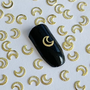Gold Moon Nail Decals: Frosted Hollow Charms, DIY Manicure (10/20/50 Pcs)