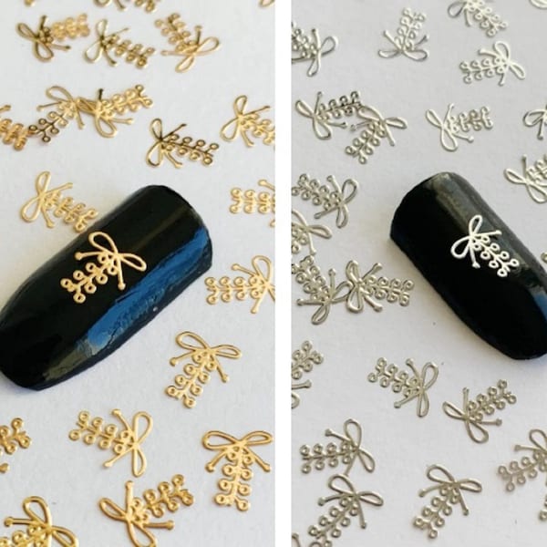 Gold/Silver Metal Nail Decals: Retro 3D Nail Art Charms