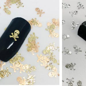 Gold/Silver Skull Nail Art Charms: Metallic DIY Manicure (10/20/50 Pcs)