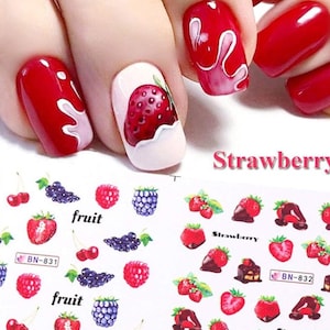 Nail Art Water Decals Transfers Summer Fruit Watermelon Strawberry Lemon Blackberry Art Nail Wraps #829 - 840
