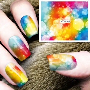 Nail Art Water Decals Spring Summer Colorful Bubbles Stickers Nail DIY Designs Transfer Nail Wraps (161)