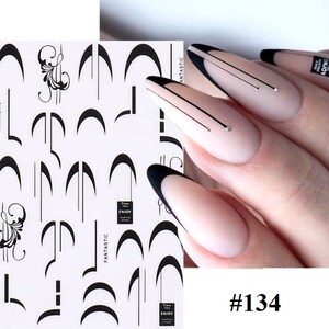Fleur noire French Tips Sticker 3D pour ongles autocollant autocollant DIY Nail Art #134