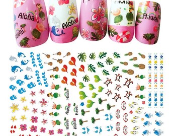 Tropical Nail Art Stickers: 3D Summer Decals