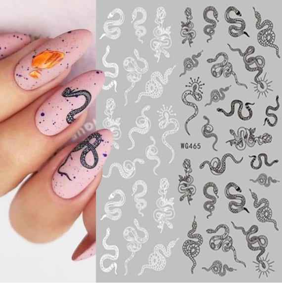 OPHION Black 3D Snake & Nude Baby Boomer Ombré False Press on Nails With  Gel Polish custom Hand Painted to Order Halloween Reusable - Etsy