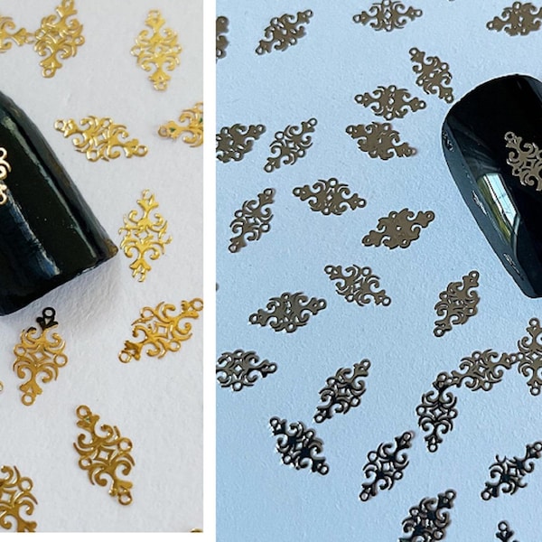 Gold/Silver Metal Floral Nail Art Charms: DIY Manicure Tool