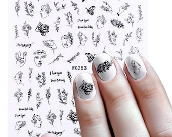 30 Blatt 3D-Nagelaufkleber – Gemischte Designs Für Maniküre, Einfach Anzuwenden