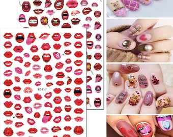 Adesivi per unghie 3D per San Valentino: Nail art fai da te con cuore e labbra