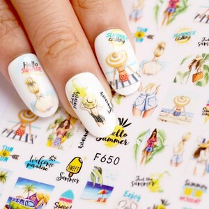 Verão praia férias auto adesivo decalques da arte do prego tatuagens diy decoração do prego #650