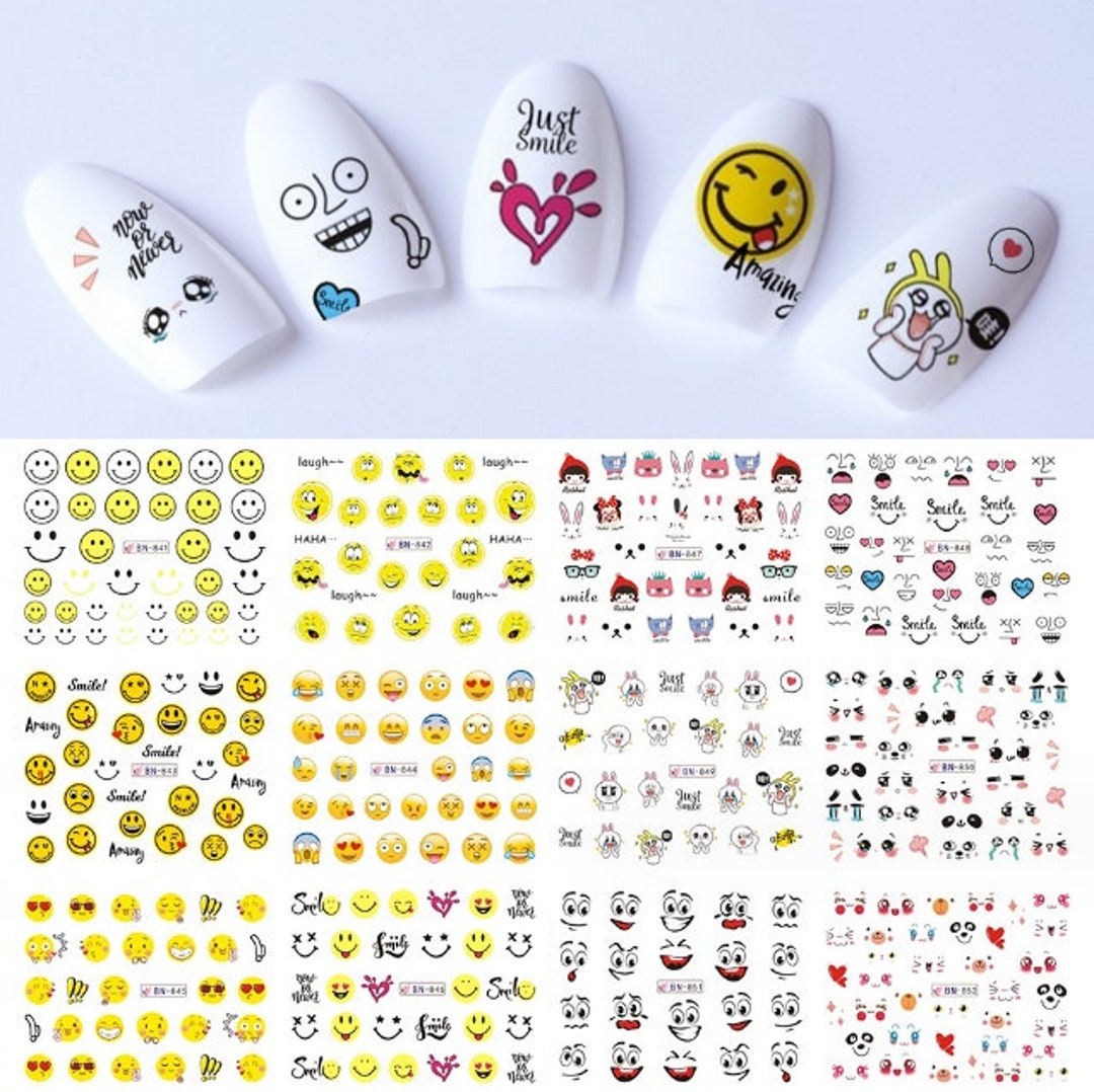 Nail Art Water Decals Transfers Nails Art Tattoo Smiley Face Art Nail