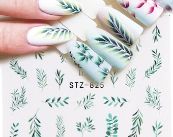 Nail Art Water Decals Nail Stickers Leaf Floral Stickers Nail - Etsy