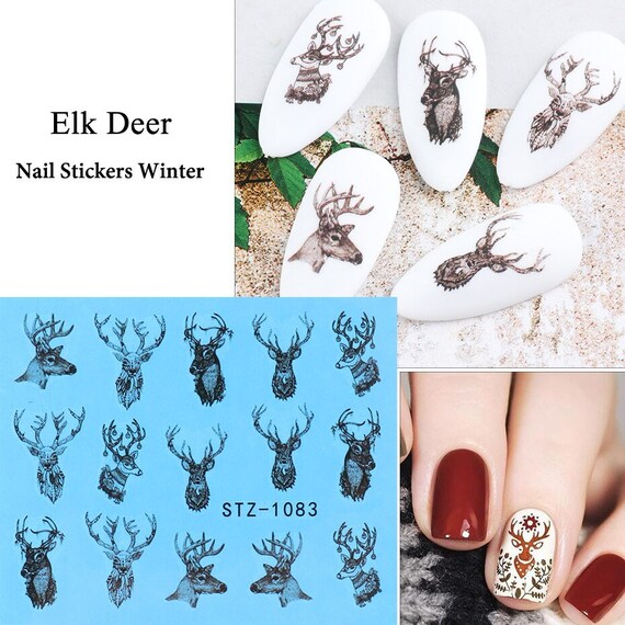 10 Blatt Weihnachts-Nagelsticker – Selbstklebend, Mit Tannenbaum & Rentier – Für Nail Art