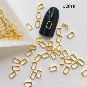 3D Gold Rectangle Cabochons Nail Decals 10 Pieces, Cute Kawaii Nail Rectangle, Nail Art Charm Resin Supplies, Resin add-on (#2010)