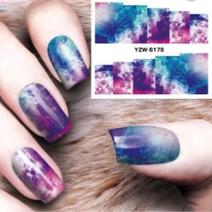 Nail Art Water Decals Transfers Starry Galaxy Diy Nail Art Decorations (8178)
