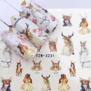 Christmas Nail Art Water Decals: Santa, Reindeer, Snowflakes