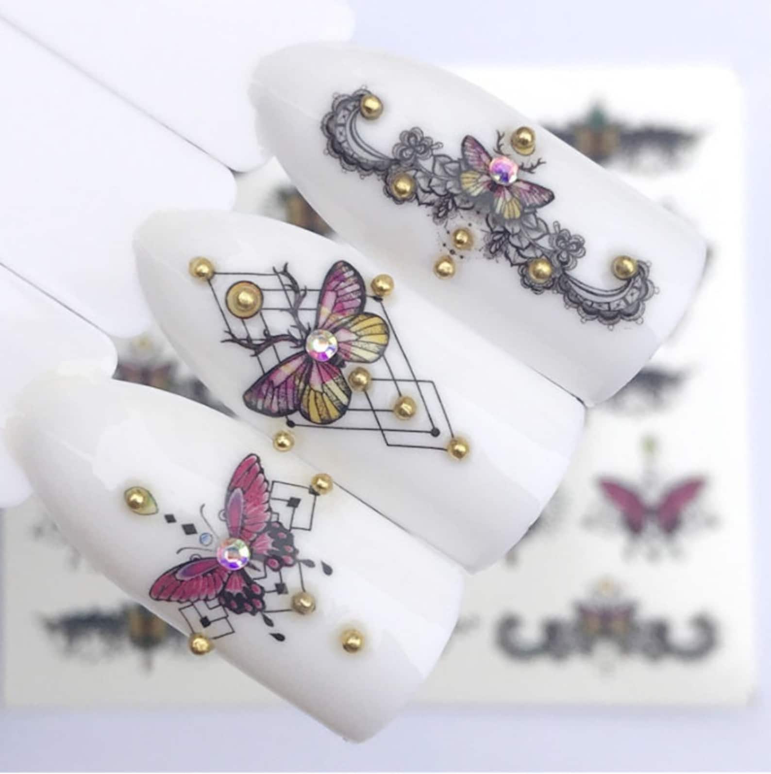 Nail Art Water Decals Nail Stickers Nail Art Floral Modern Etsy