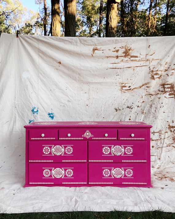 Pink Boho Eclectic Sideboard