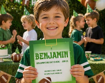 Football Birthday Invitation, Sports Party Invite, Kids American Football (Digital Download)