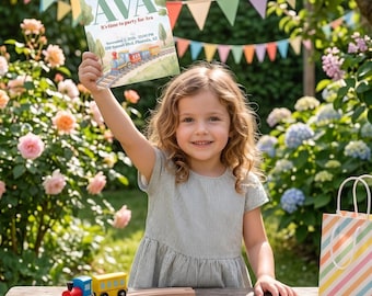 Train Choo Choo  Birthday Invitation Template (Digital Download)