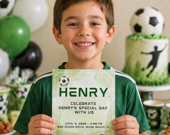 Soccer Birthday Invitation Template, Kids Sports Party Invite (Digital Download)