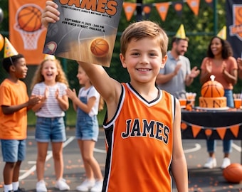 Basketball Birthday Invitation Template, Sports Birthday Party Invite (Digital Download)