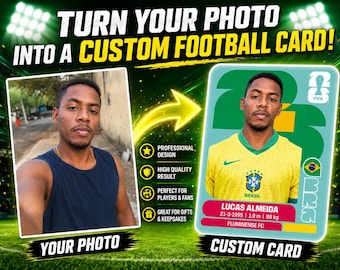 Custom Football Player Card, Personalized Country Design (Digital Download)
