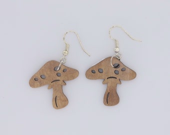 Wooden Mushroom Earrings