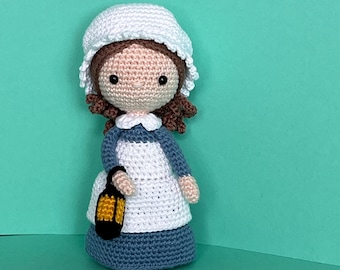 Crocheted doll Florence Nightingale, 17 cm high