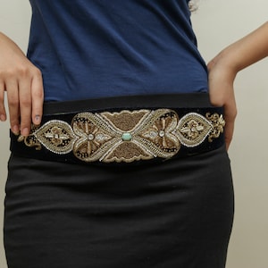 Black Velvet Embroidered Saree Belt,Boho Hippie Belt,Black Gold Saree Belt,Hip Belt,Waist belt,Boho Obi Belt,Designer Saree Belt,