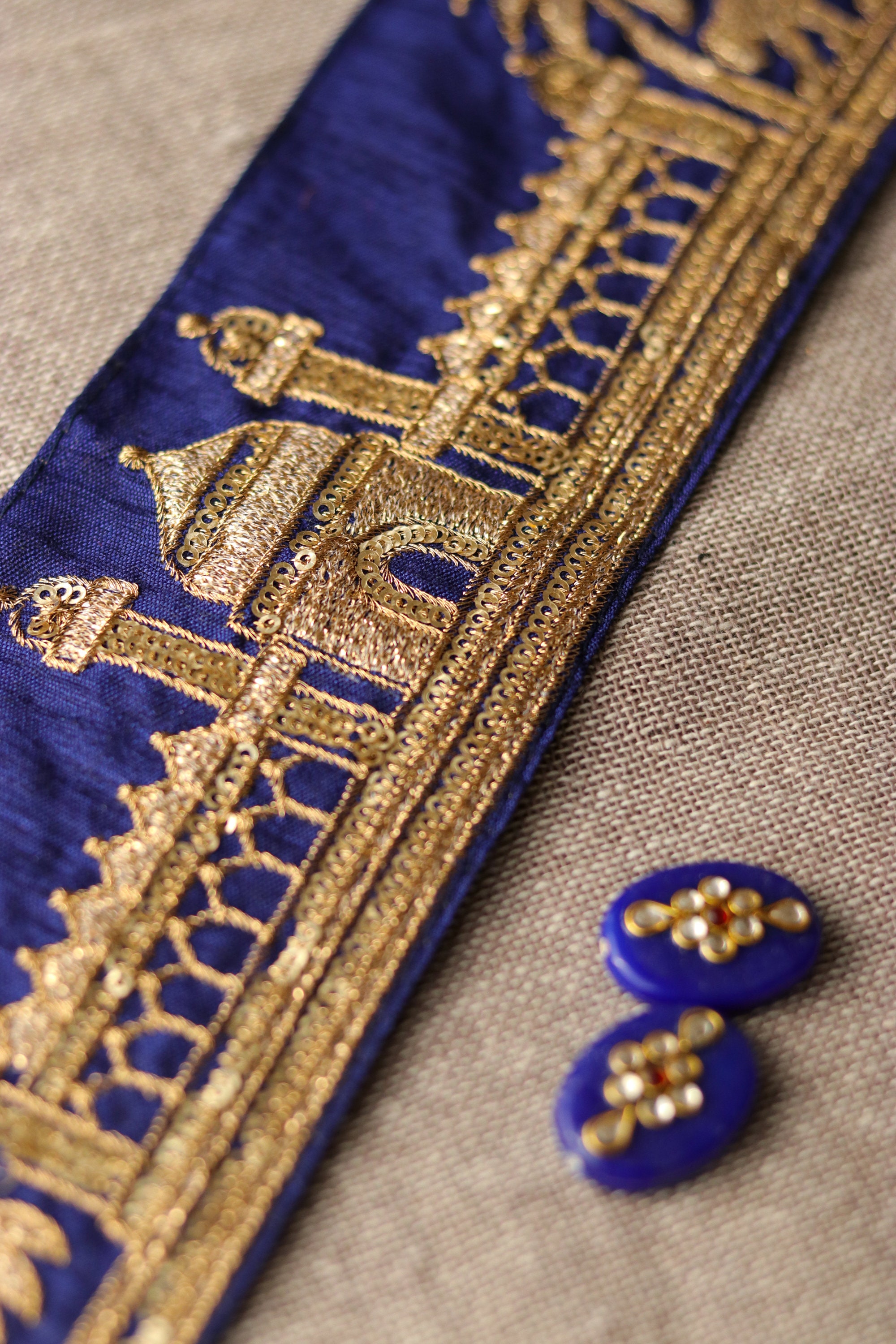 Blue Tiger Palace Embroidered Trimblue Gold Palace - Etsy