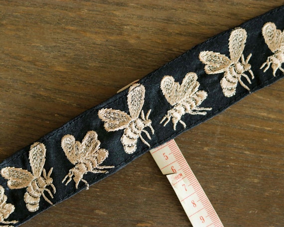 風変わりな黒蜂の刺繍トリム、ボヘミアン風ハチミツレース、風変わりな