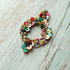 Multicolour Sequin Beaded Patch, Handmade Pastel Colour Sequin Cutwork Applique, Boho Quirky Sequin Patch, DIY Shoe Charm Patch