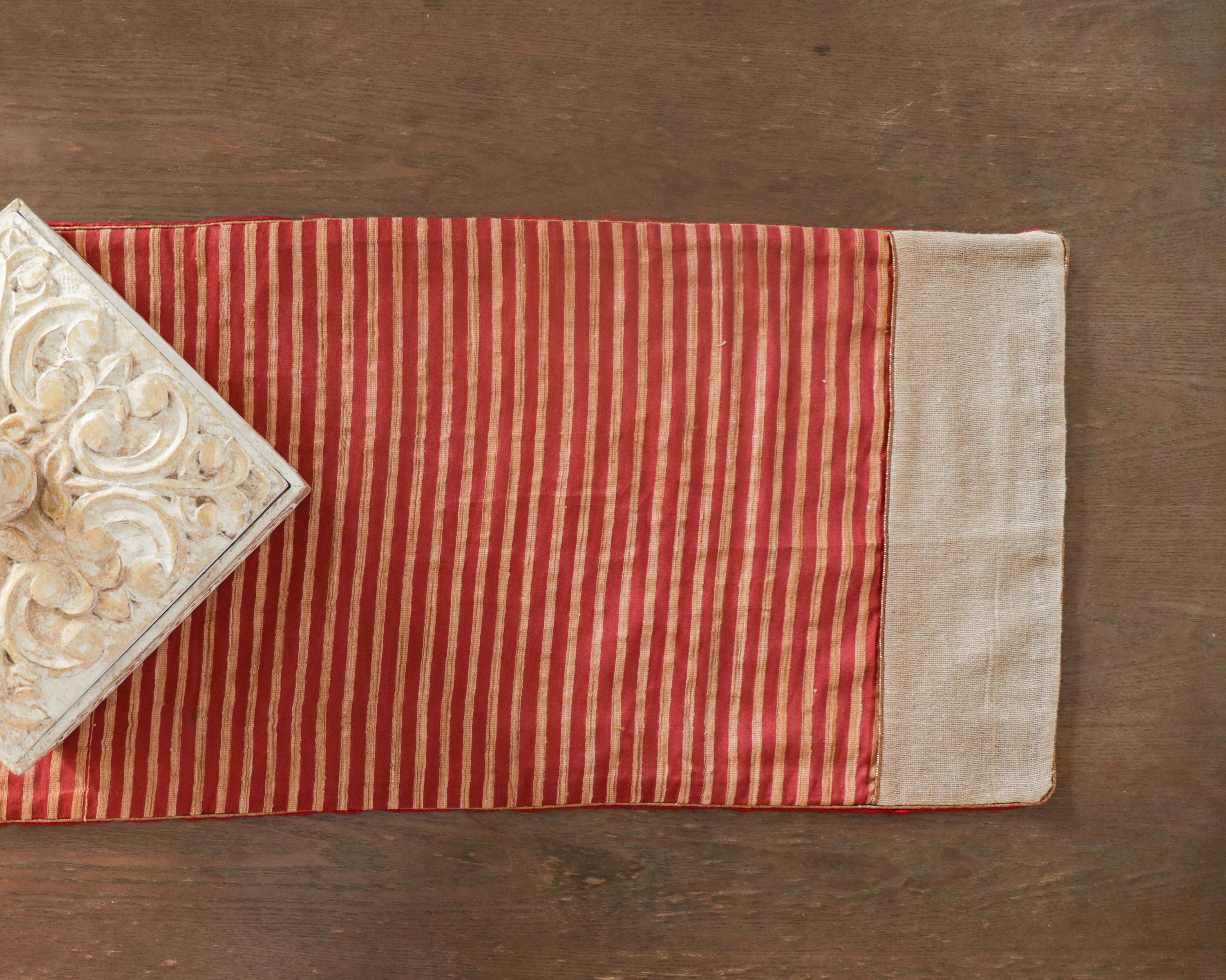 Nritya Maroon Beige Table Runnerhandmade Table Etsy