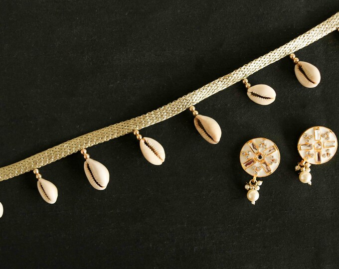 White Cowrie Shell Fringe Trim,handmade Beige Cowrie Border,boho Shell ...