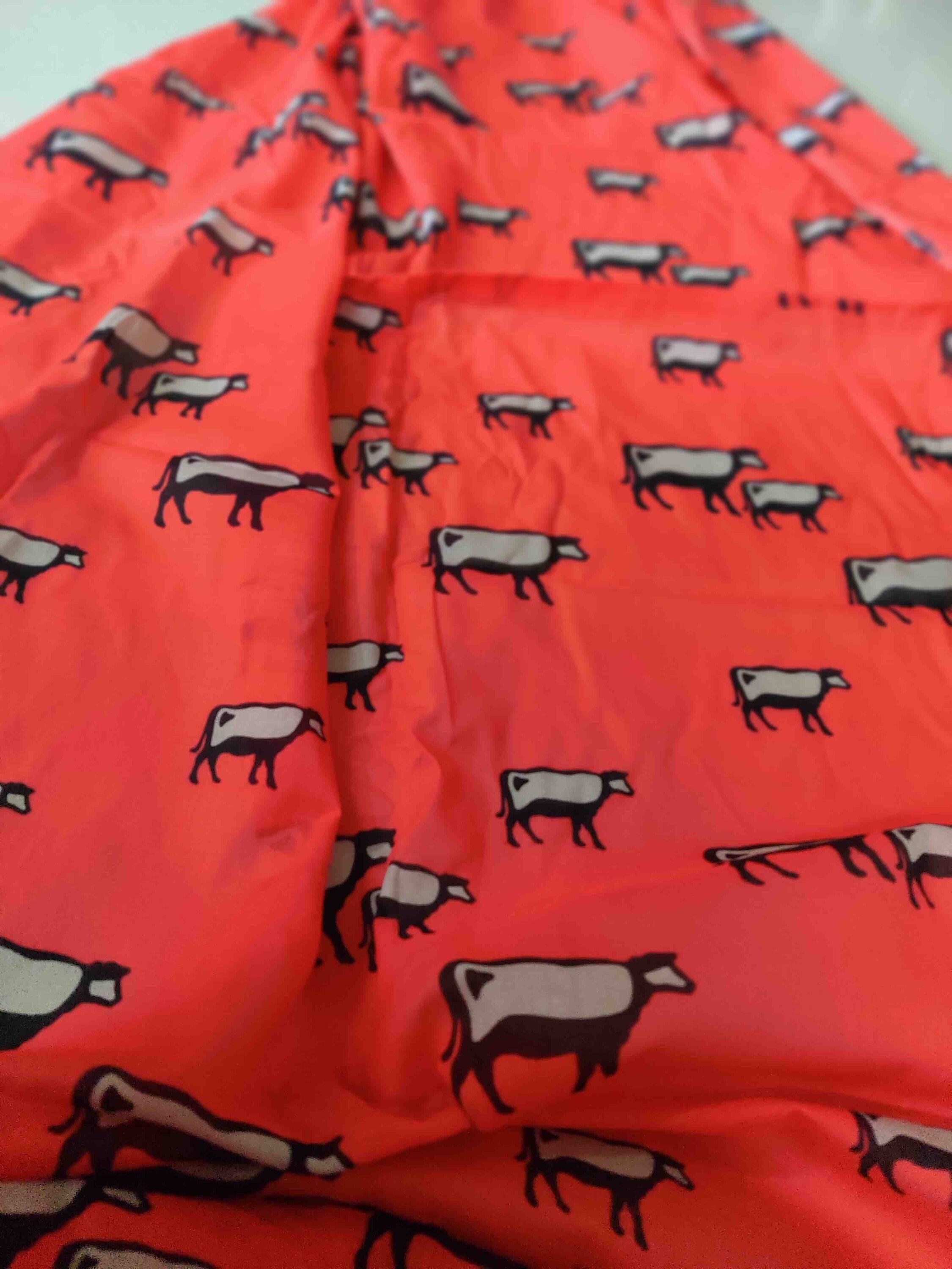 Quirky Red Cow Print Fabric,Red Black Animal Print,Nursery Print Cotton,Boho Home Décor Children's Quilting Sewing Fabric