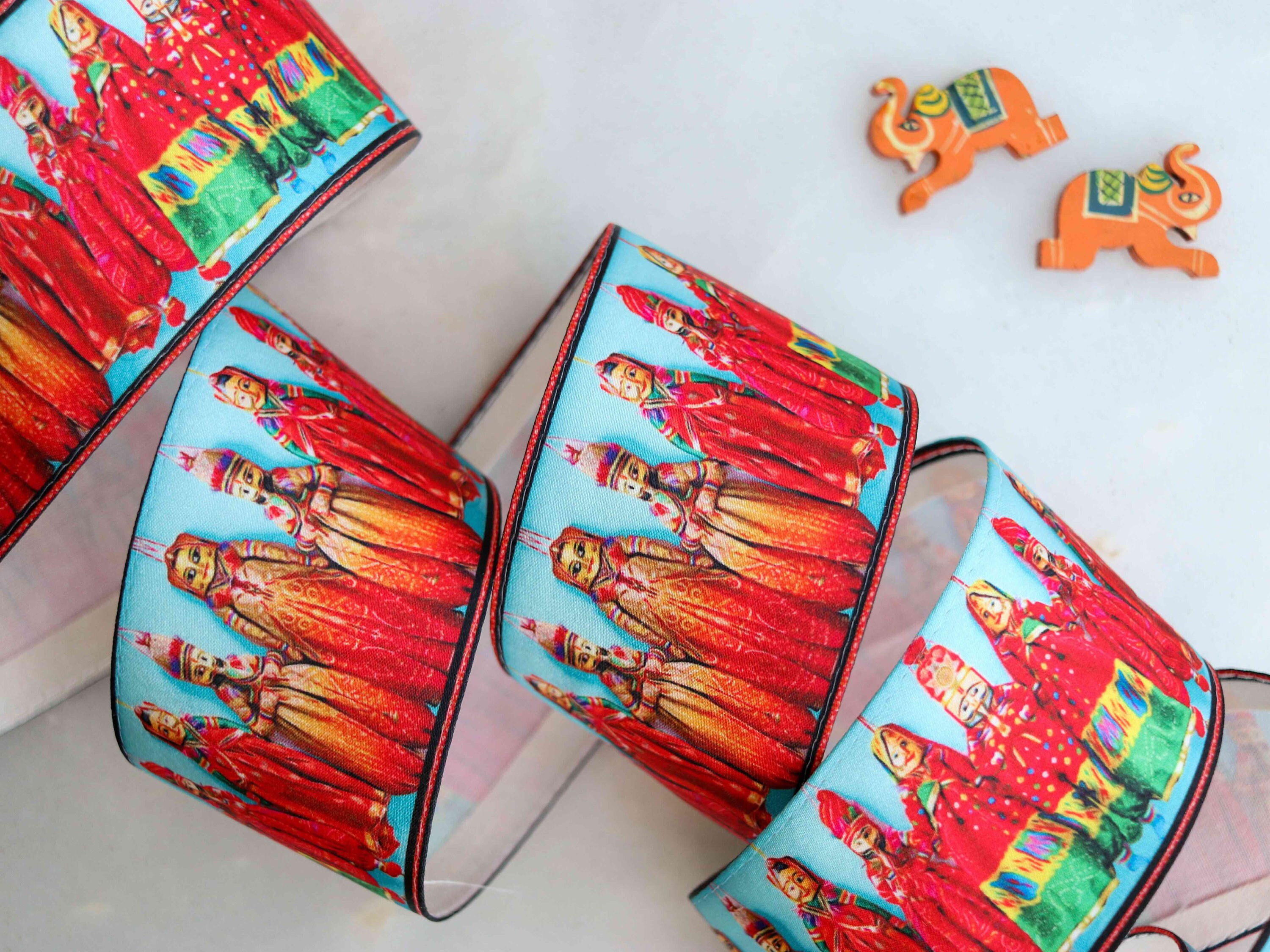 Lace Puppet Indian Puppets Digital Print Trim, Kathputli Suede Quirky Lace, Indian ...