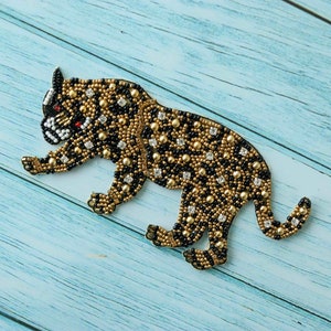 Black Gold Tiger Beaded Patch,Handmade embroidered applique, Black Tiger applique, Quirky Animal patch,Sew on applique,DIY Patch